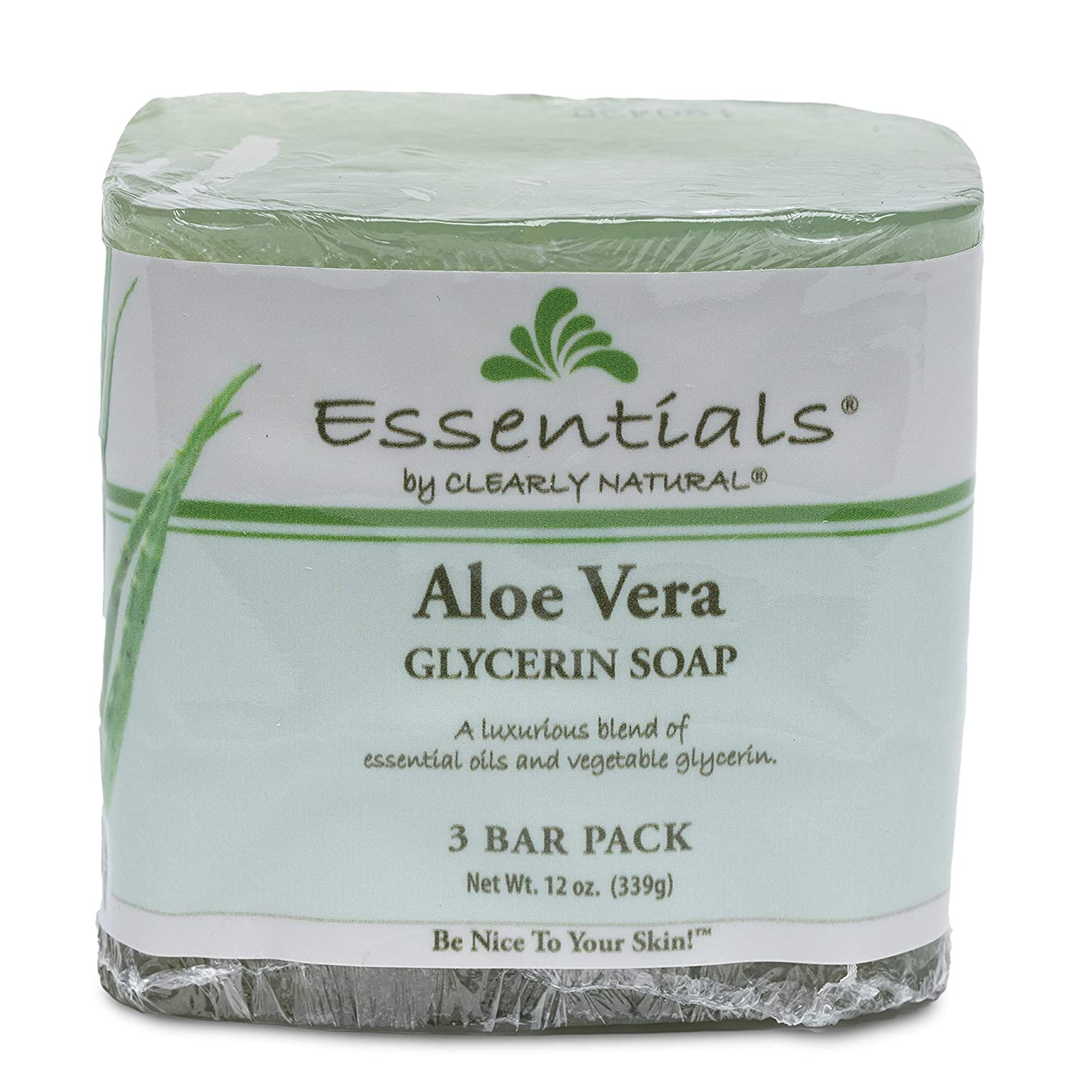 Essentials Glycerine Bar Soap, Aloe Vera, 12 Oz, 3 Count