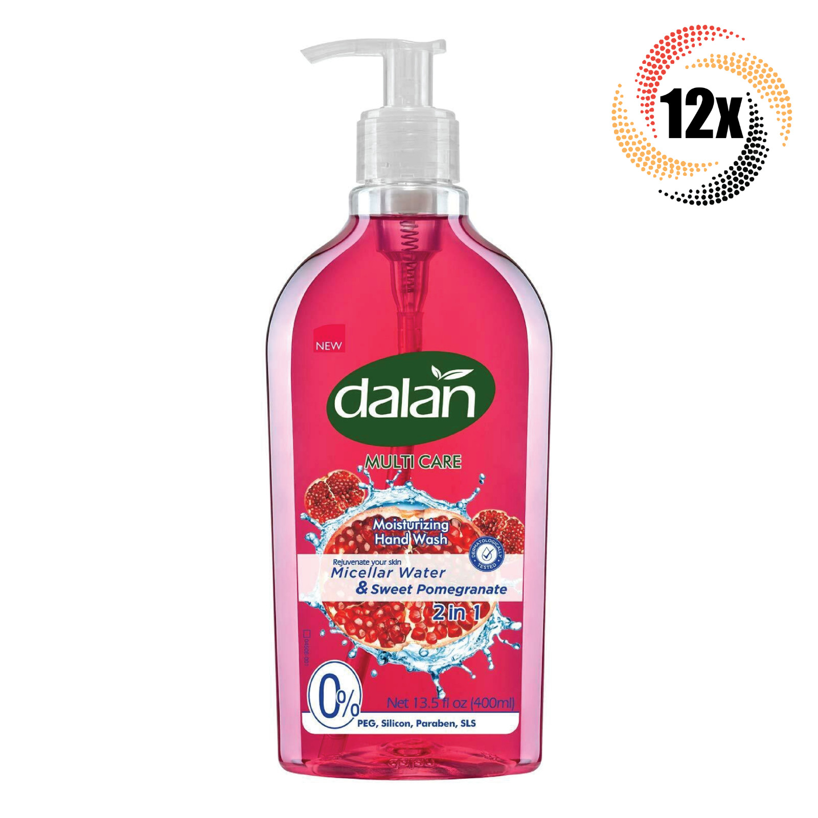 Full Box 12x Bottle Dalan Liquid Soap 2 in 1 Multi Care Sweet Pomegranate 13.5oz