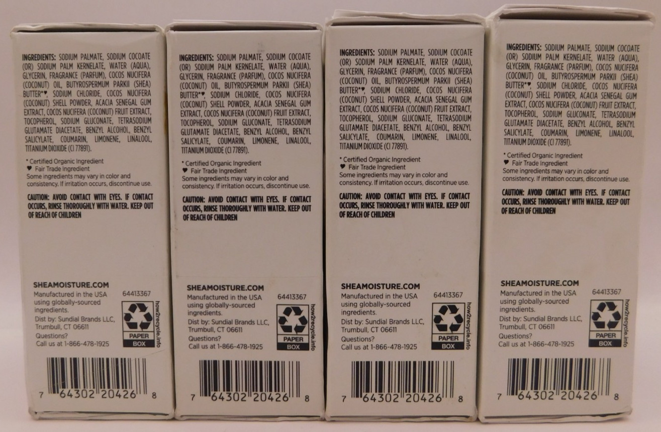 4PK Shea Moisture 100% Virgin Coconut Oil Daily Hydration Bar Soap 8oz EACH New