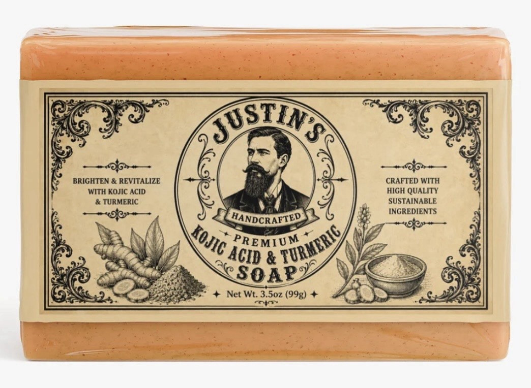 Justin’s Handcrafted Premium Kojic Acid & Turmeric Body Bar Soap, 3.5 oz