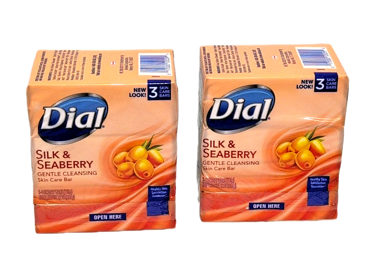 Dial Silk Seaberry Bar Soap 6 Bars 4oz ea Gentle Cleansing Skin Care HTF Rare