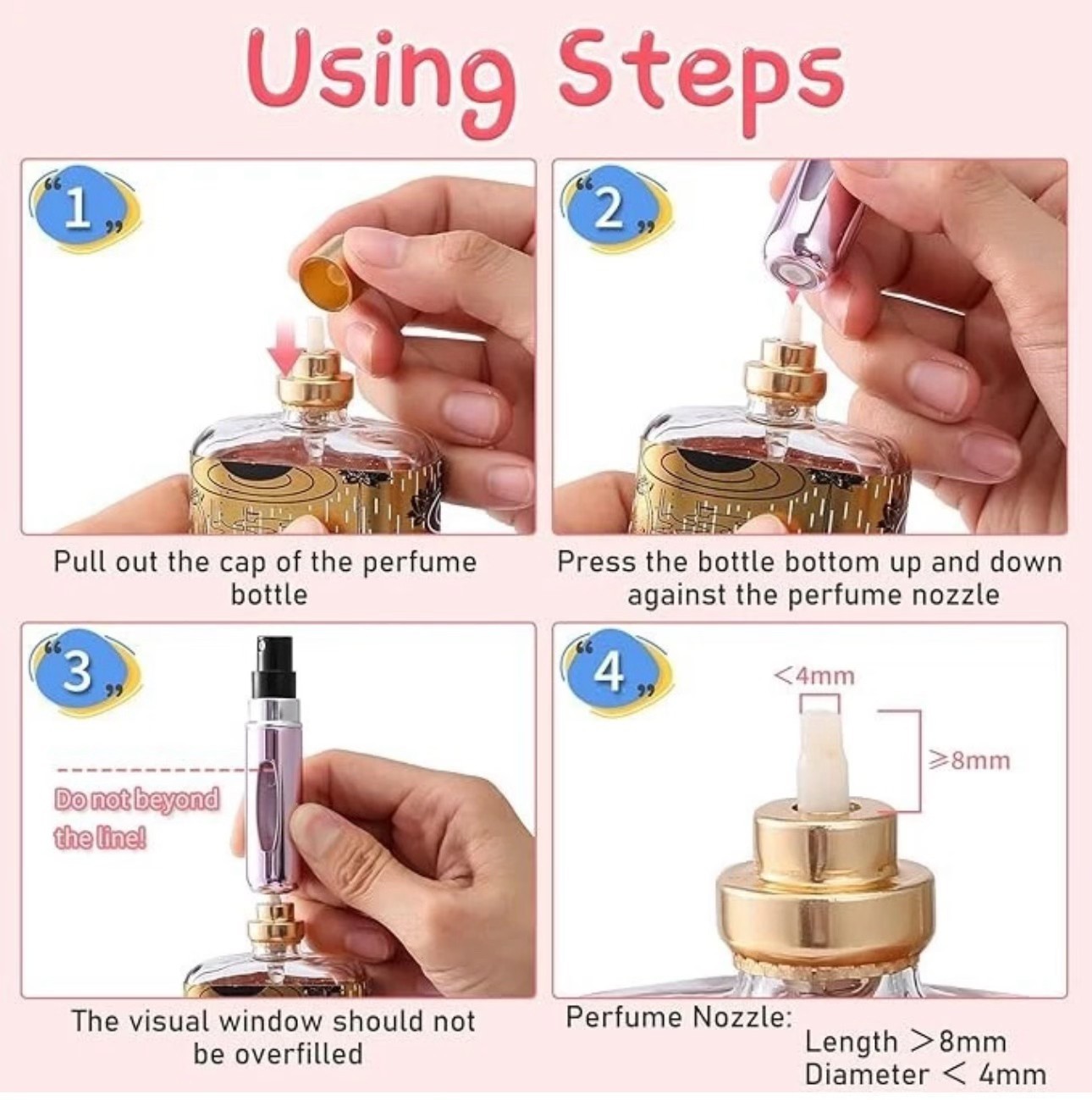 5 Pcs Travel Portable Mini Refillable Perfume Atomizer Bottle Spray Pump Case