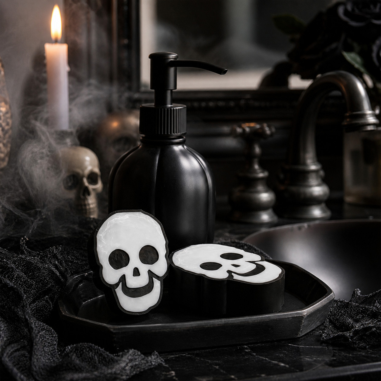 Gothic Skull Handmade Soap, 4 oz bar, Halloween, Spooky, Goth