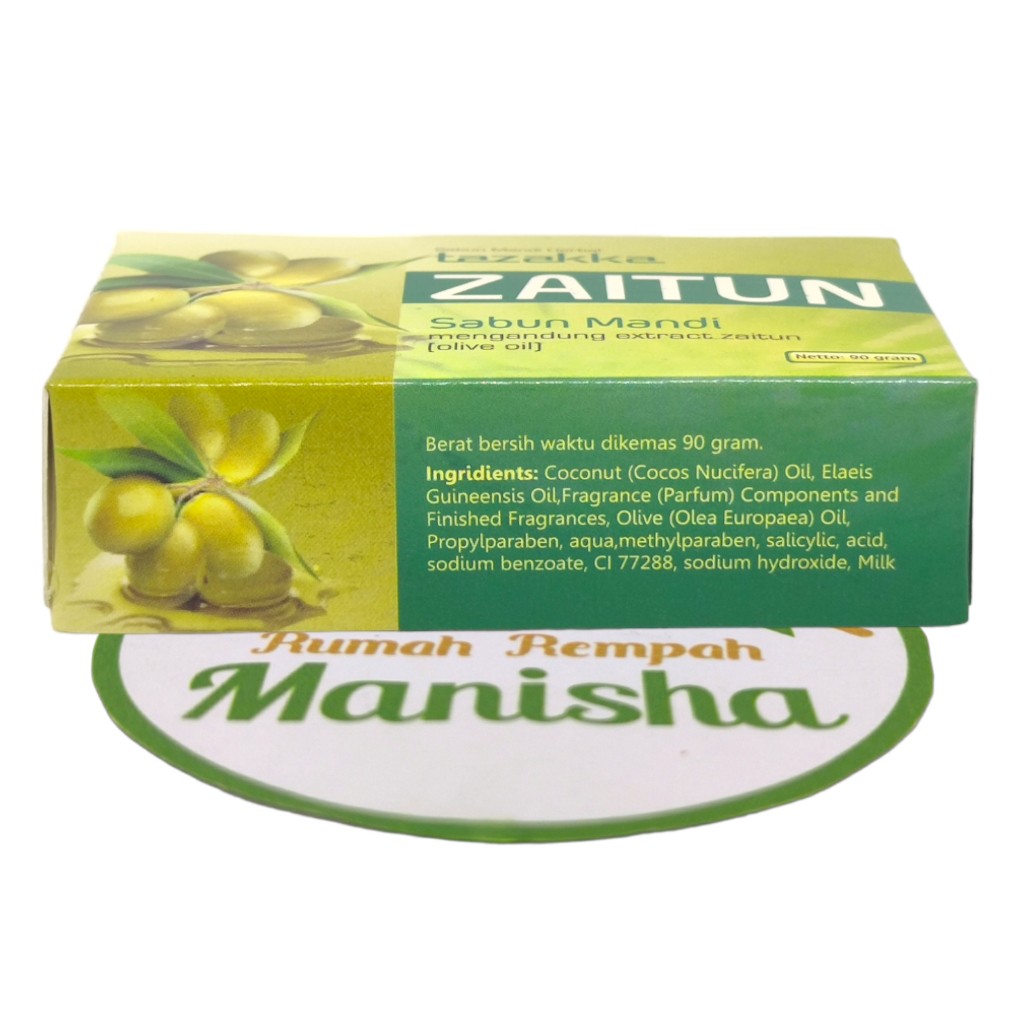 Tazakka Olive Oil Bath Soap Bar 90g Herbal Body Soap Indonesia