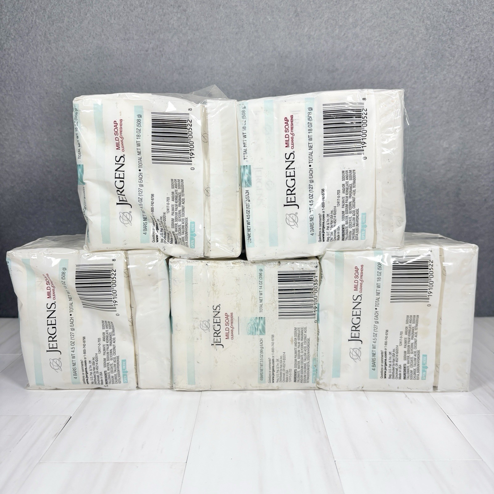 (5) 4-Pack JERGENS Mild Bar Face Soap Tallow Tallowate 3.5oz 4.5oz Discontinued