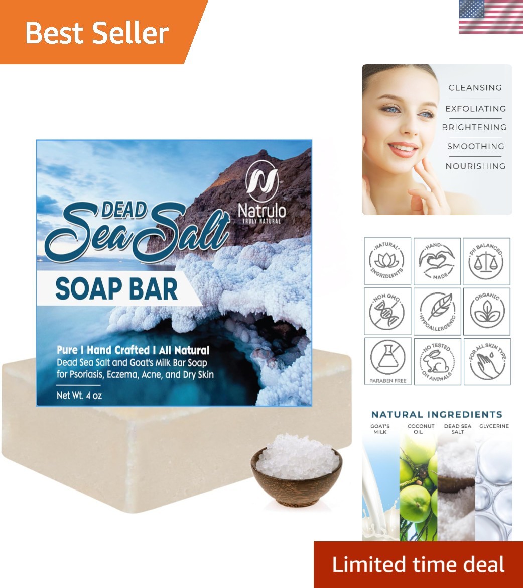 Artisanal 4oz Dead Sea Salt and Goat’s Milk Soap for Acne & Skin Smoothing