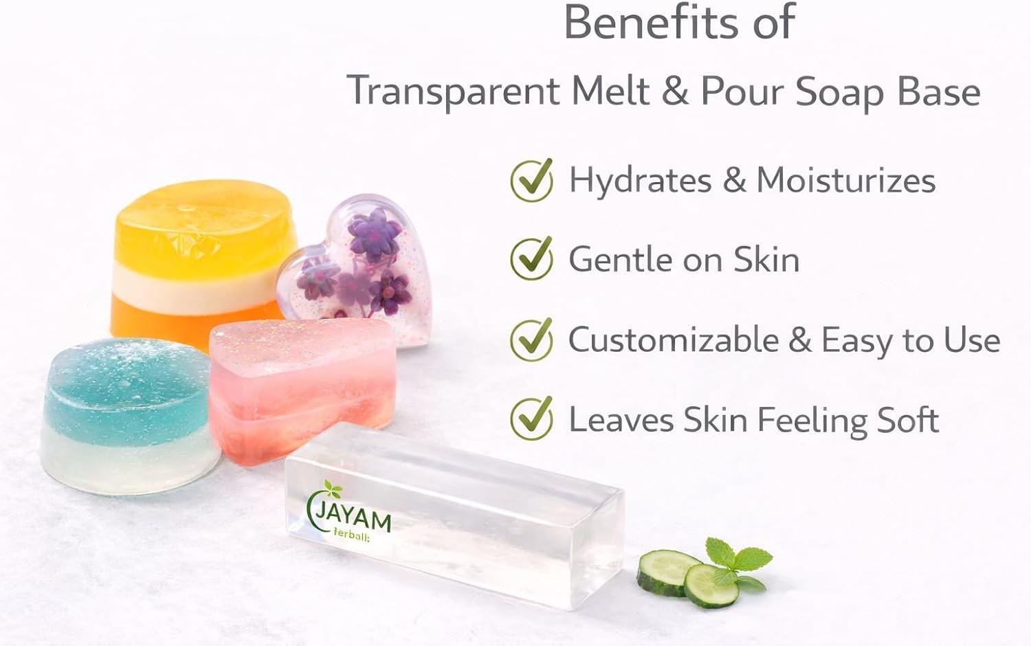 Jayam Herbal Aloe Vera Soap Base for DIY Soap Making – Melt Pour Glycerin 500g
