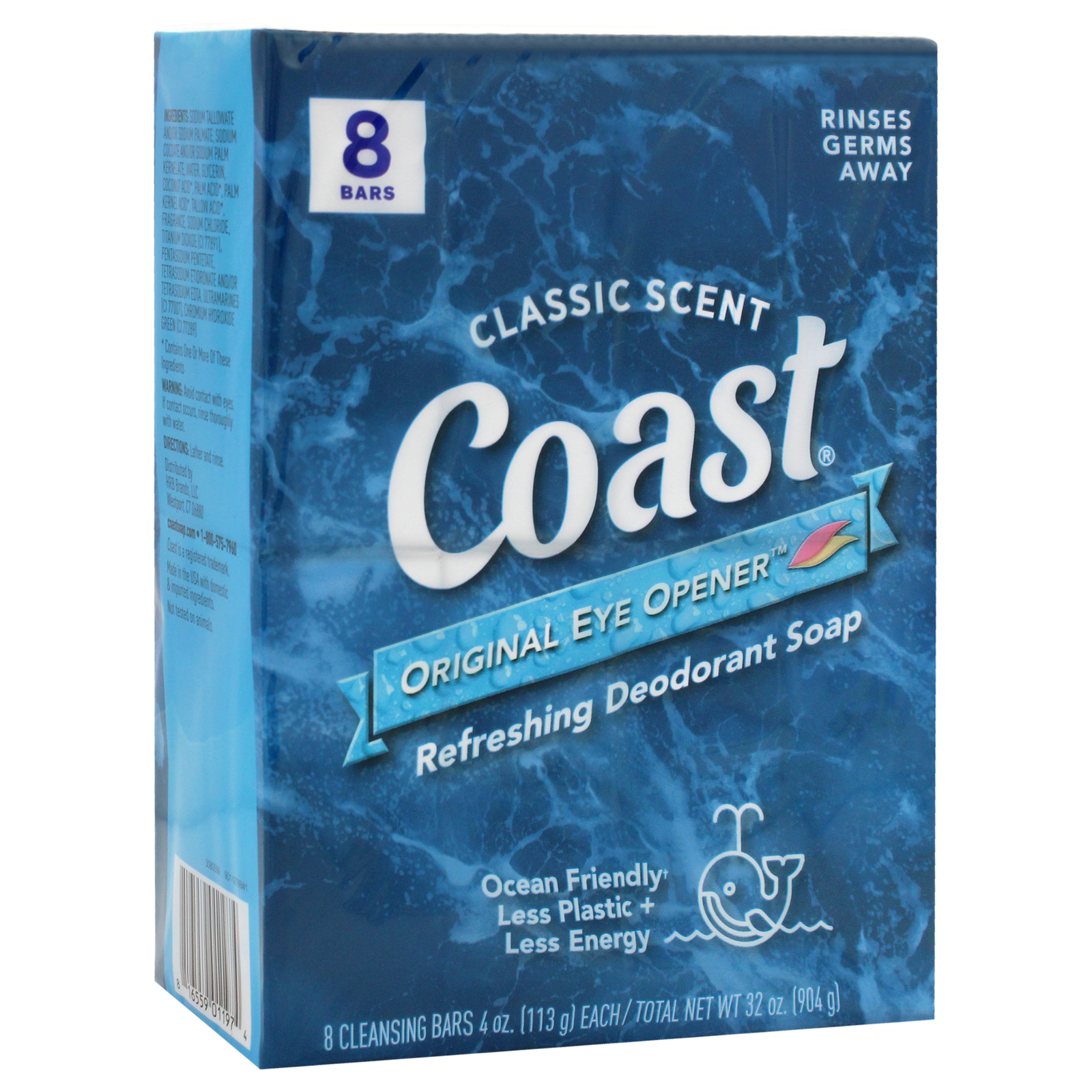 Refreshing Deodorant Soap – Classic Scent by Coast for Unisex – 8 x 4 oz Soap