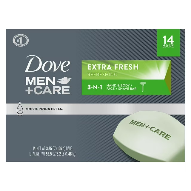 Dove Men+Care Body And Face Bar Soap, Extra Fresh, 3.75 oz, 14 ct Great Price