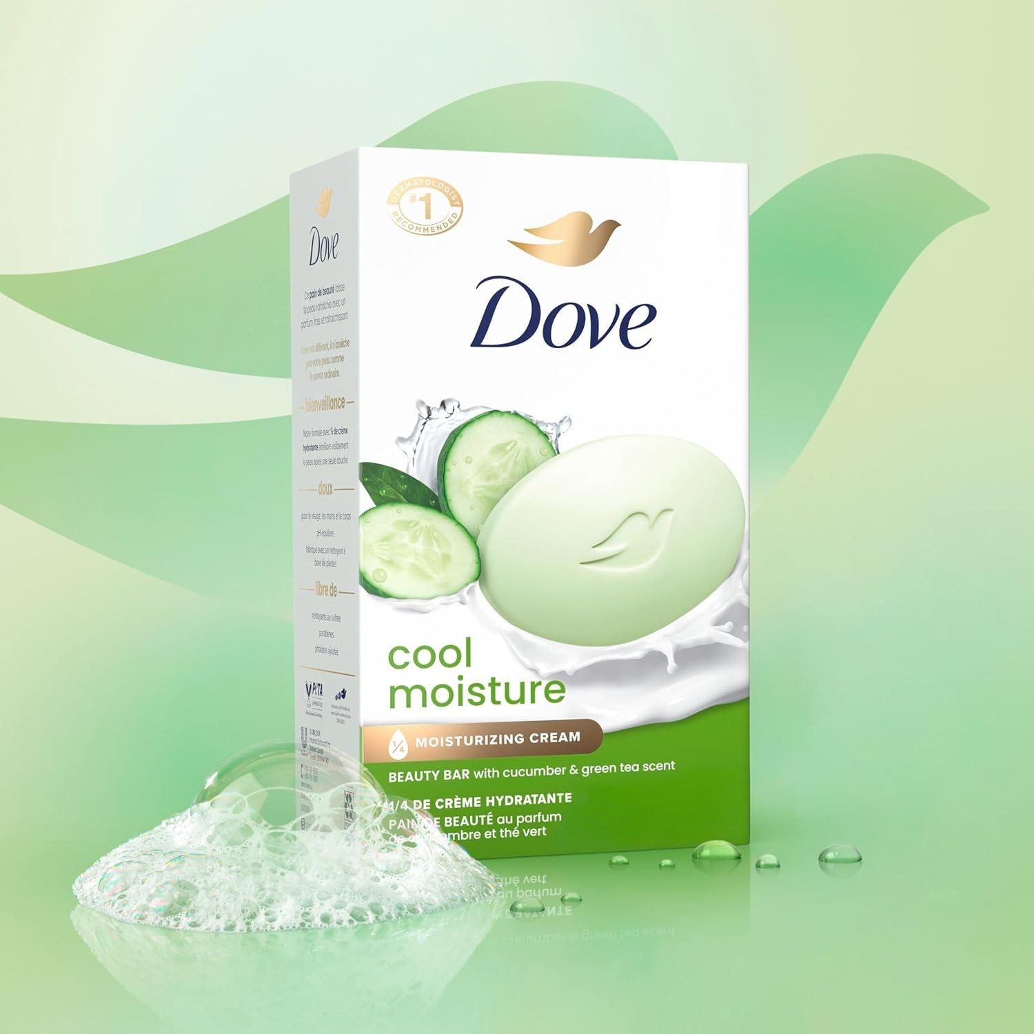 Luxury Cucumber & Green Tea Dove Beauty Bar Soap, 6 Bars – Soft & Hydrated Skin