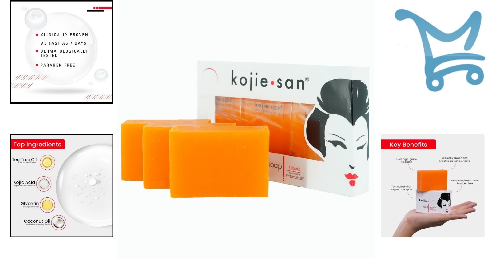Skin and Body Soap Organic Kojic Acid Bar with Coconut Tea Tree 3x65g