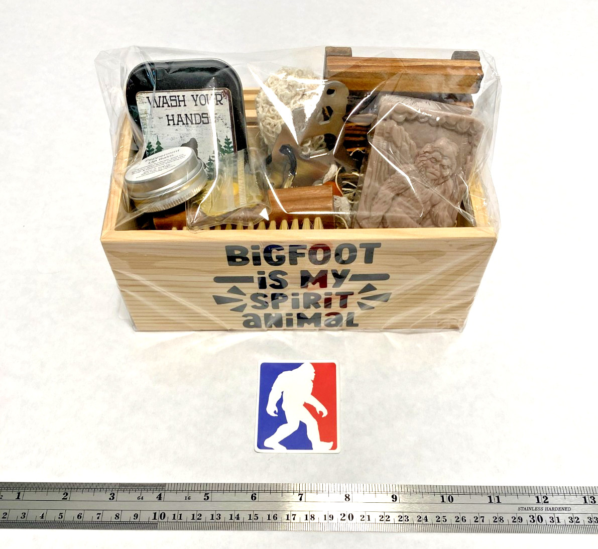Bigfoot Is My Spirit Animal Personal Care Gift Box Set, Soap, tool, lip balm etc