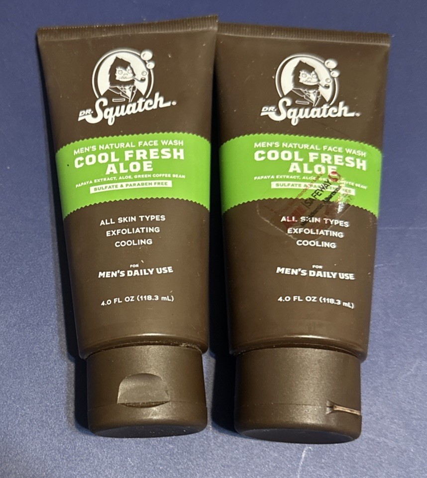 DR SQUATCH COOL FRESH ALOE Mens Natural Face Wash 4.0 fl oz LOT 2 FREE SHIPPING