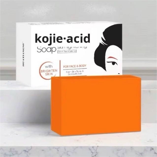 Kojie Acid Brighten Skin Orange Rectangular Bar Soap for Face & Body Women Men