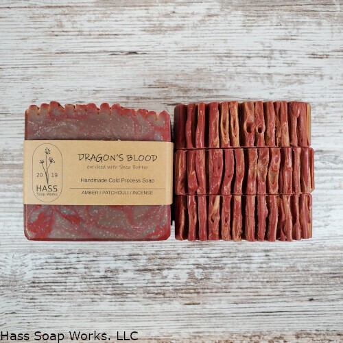 Handmade Dragon’s Blood Bar Soap Red Brown Swirl Patchouli Amber Incense Scent