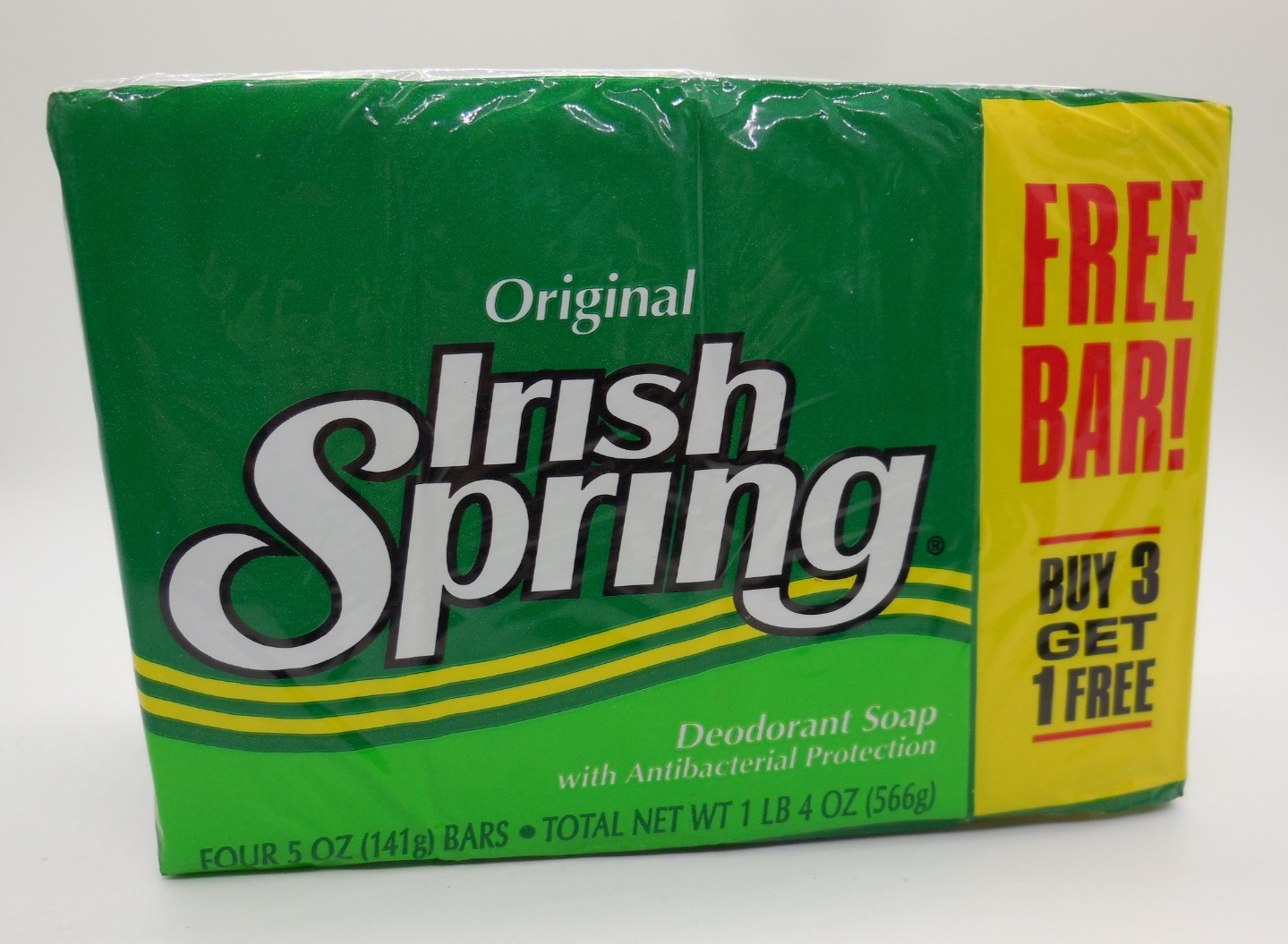 Vtg Original Irish Spring Deodorant Soap 4 Bar Lot 5 oz SEALED Antibacterial USA