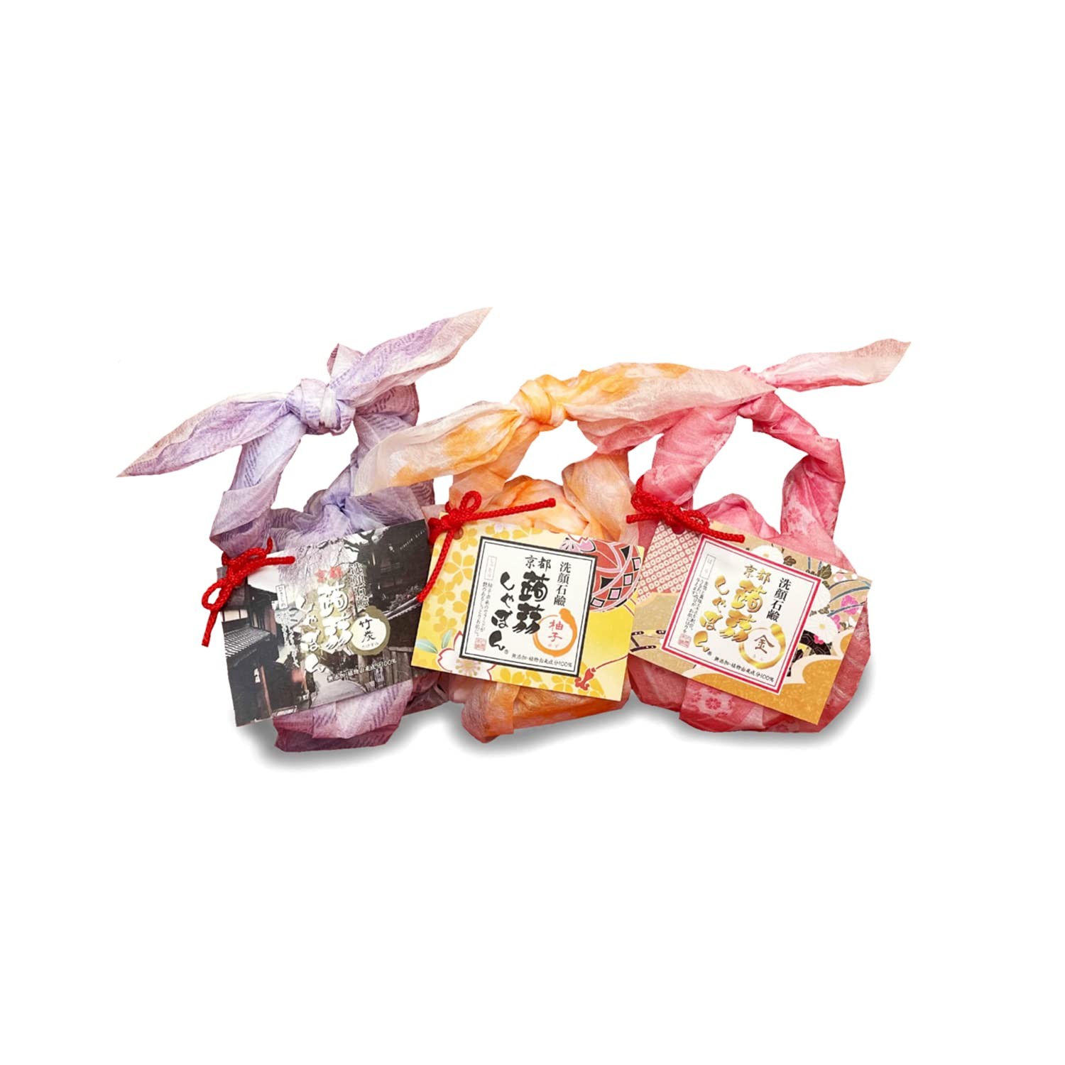 Konjac Soap 3-Flavor Set (Yuzu, Bamboo Charcoal, and Gold / 80g each) Soap Gift