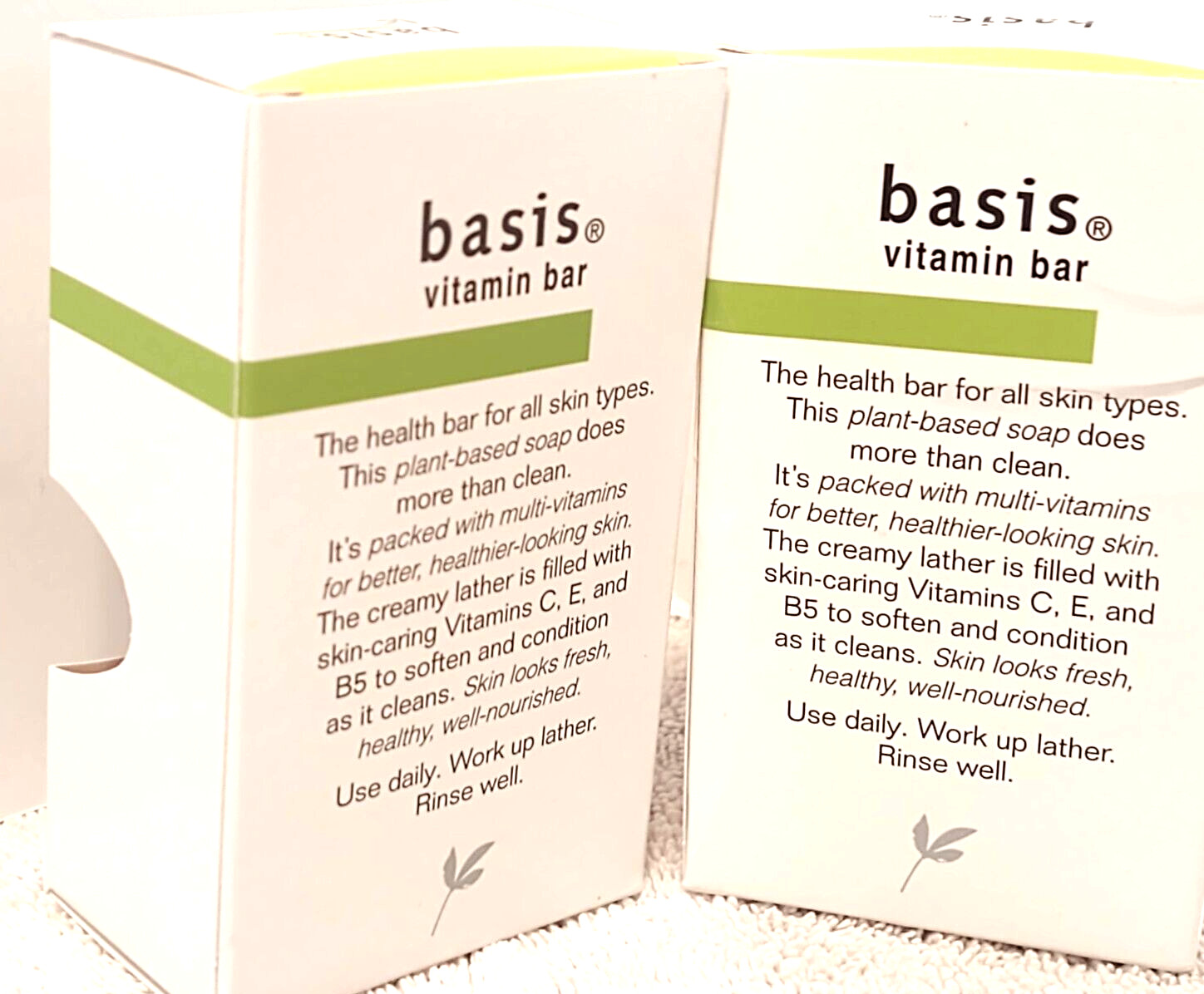Basis Vitamin Bar Soaps 2 bars Cleans and Softens with Vitamin C, E, and B5