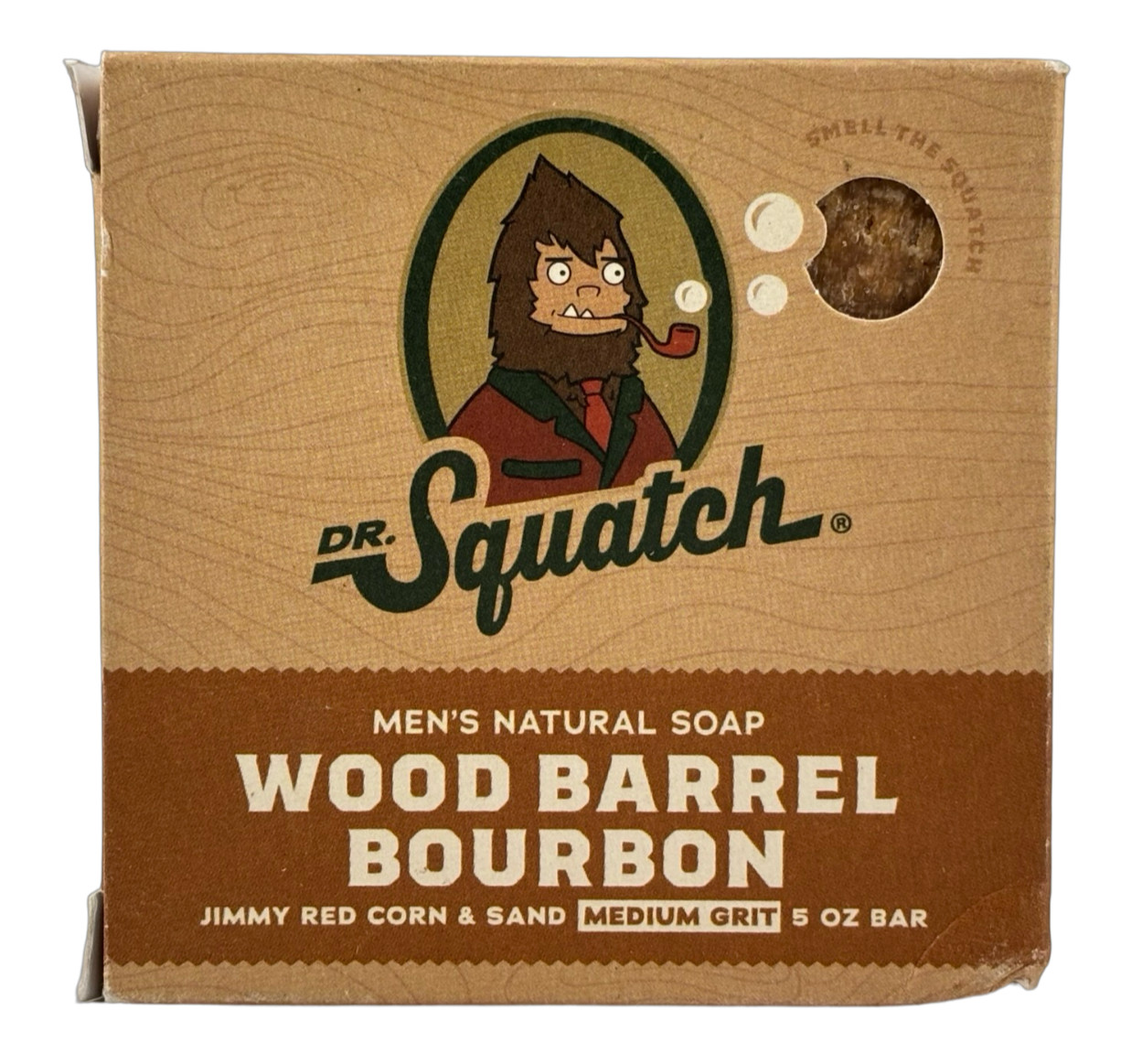 Dr. Squatch Men’s Natural Soap Bar Wood Barrel Bourbon Medium Grit 5 oz NIB