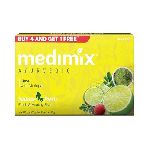 Medimix Lime Moringa Soap 125g Ayurvedic Herbal Bath Bar Vegan 5Pc Pack