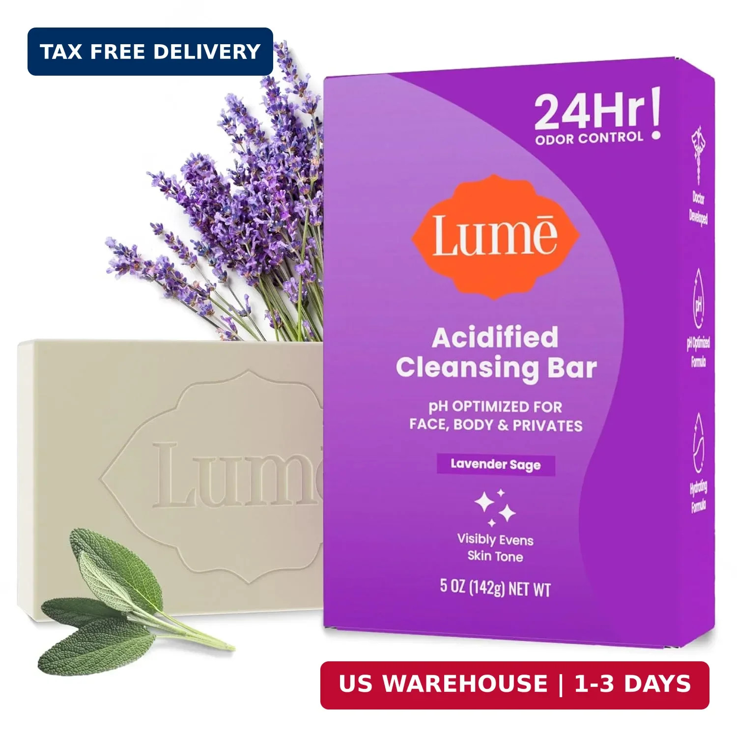 Lume Acidified Body Cleansing Bar – 24 Hour Odor Control – Removes Odor Better t