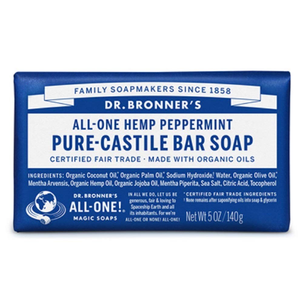 Dr. Bronner’s – Pure-Castile Bar Soap (Peppermint, 5 ounce, 8-Pack) – Made…