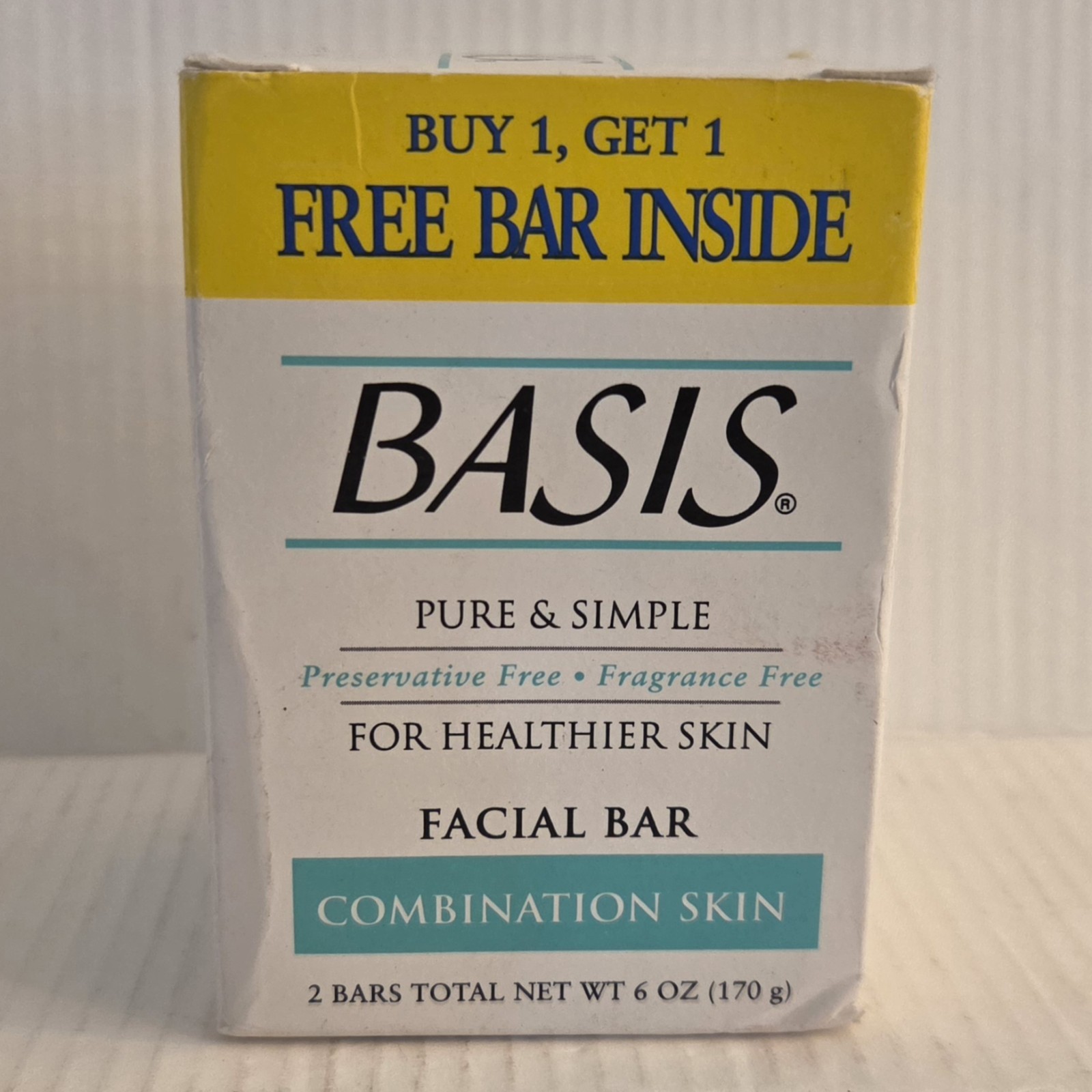 Basis Facial Bar Combination Skin 2 Bars 6.0 Oz x2 Fragrance & Preservative Free