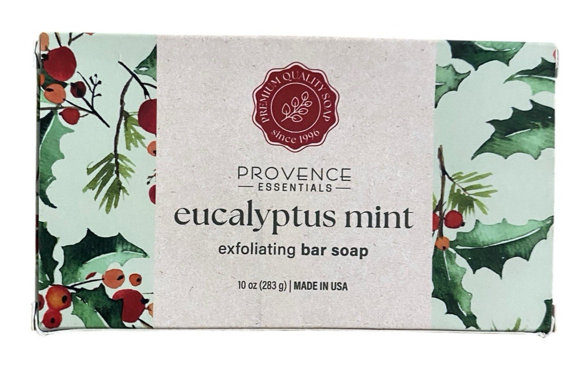 Provence Essentials Eucalyptus Mint Exfoliating Bar Soap 10oz – Made in USA