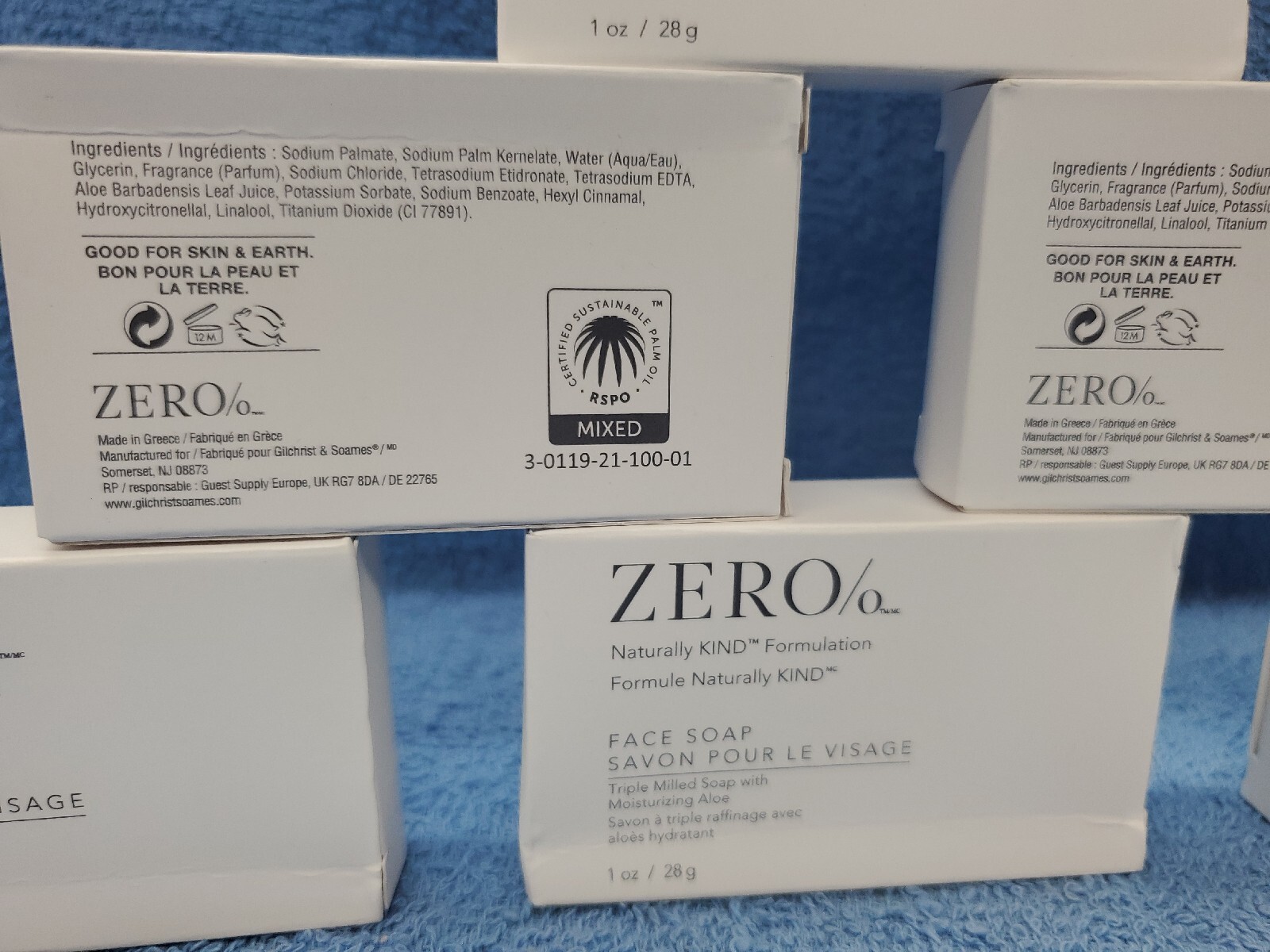 10 PACK ZERO% Gilchrist & Soames 1oz Naturally KIND Face Soap Triple Milled Aloe
