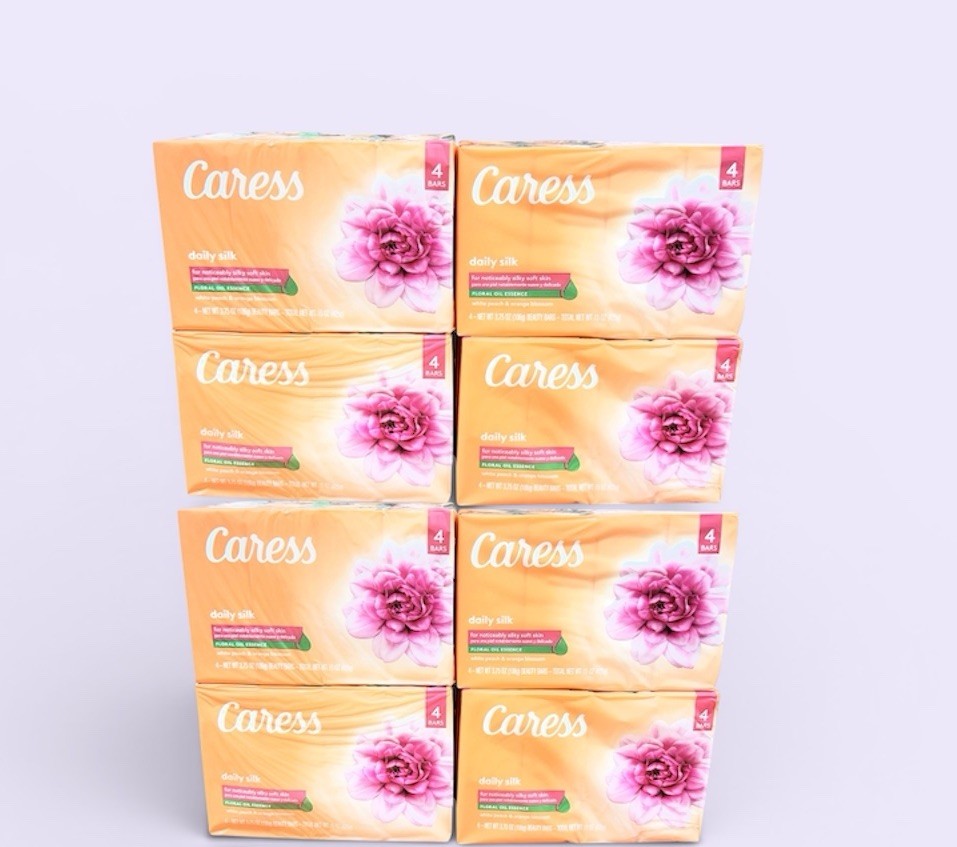 32 Caress Daily Silk Bar Soap Floral Oil White Peach & Orange Blossom ORANGE Pkg