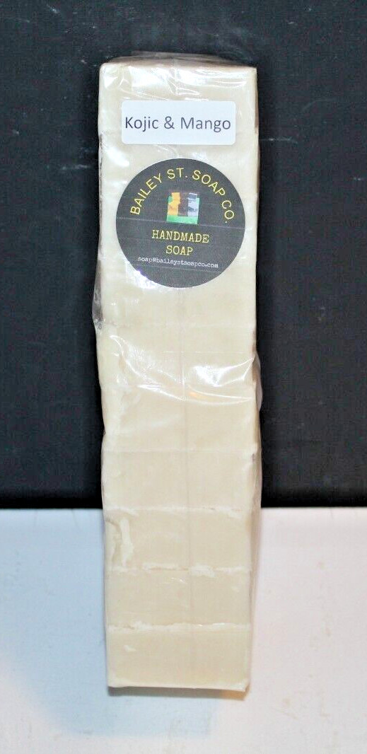 Kojic and Mango Cold Processed handmade soap loaf, 10 precut bars