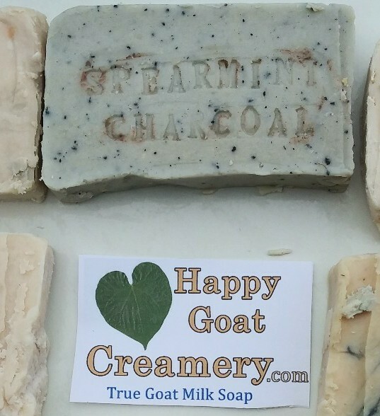 SPEARMINT CHARCOAL GOAT MILK SOAP HAPPY GOAT CREAMERY PURE ESSENTIAL OIL CHEAP