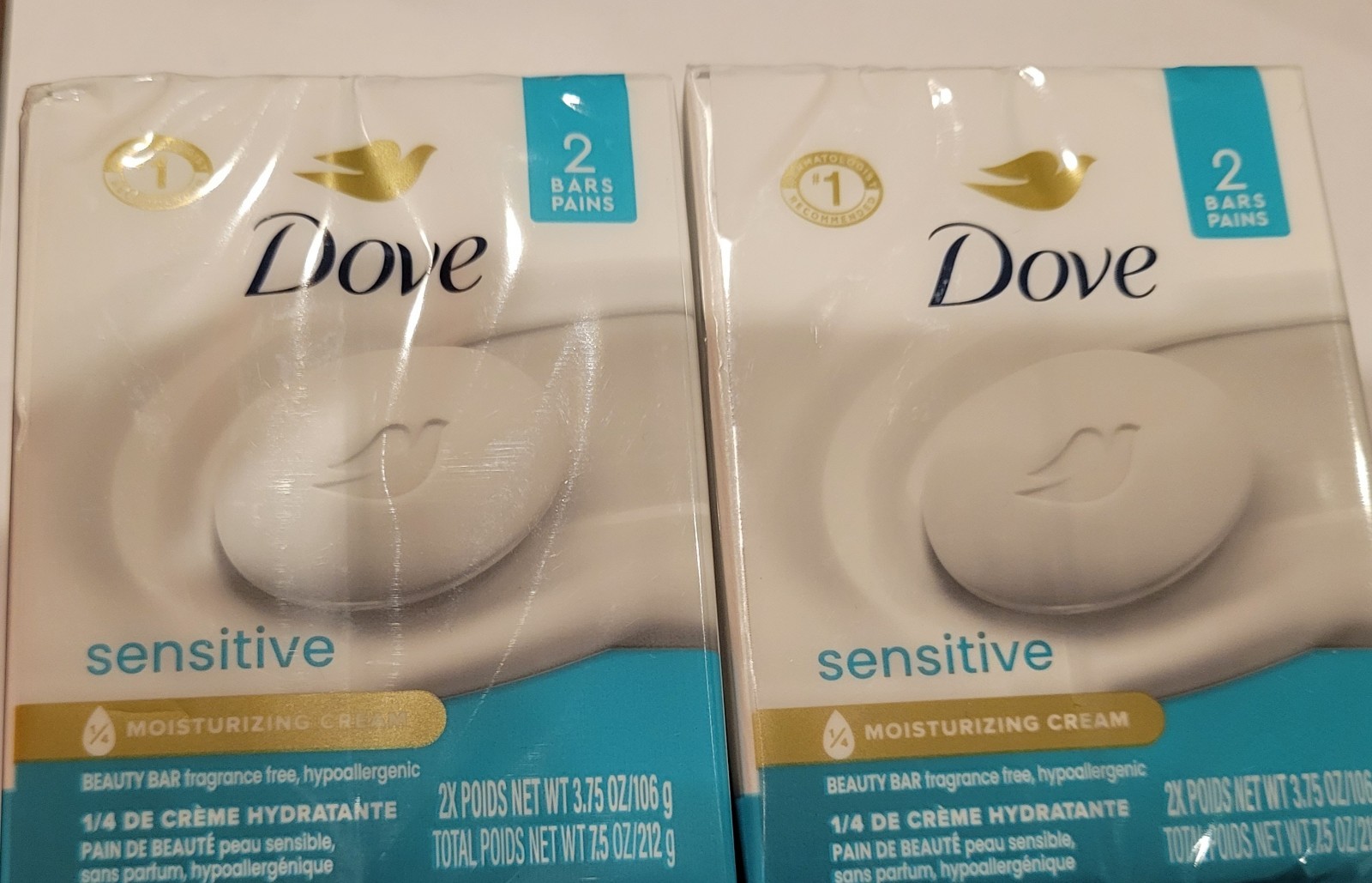 2 Ct Dove Sensitive Beauty Bar 3.75 oz each Total 4 *BRAND NEW *