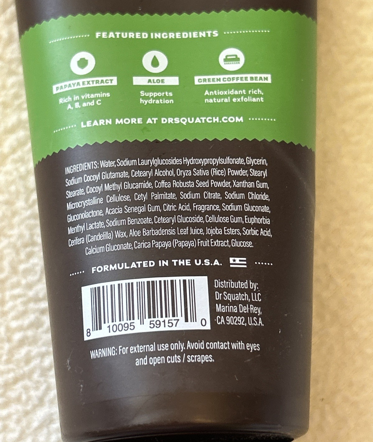 Dr. Squatch Men’s Natural Face Wash Cool Fresh Aloe Daily Use 4oz New Sealed