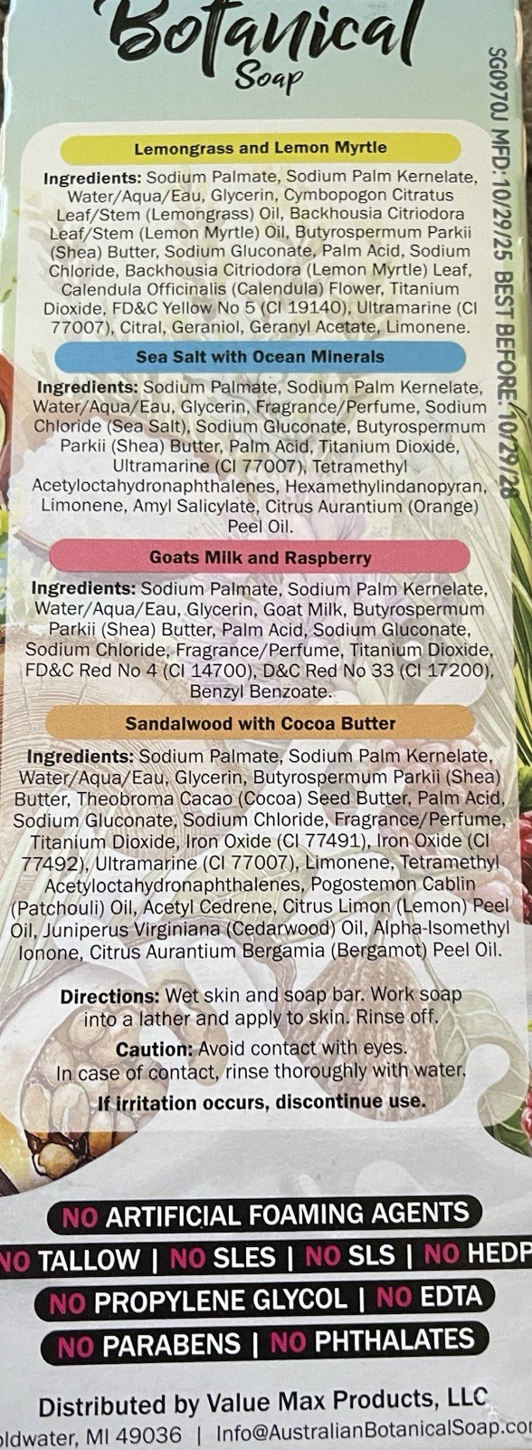 Australian Botanical Assorted Soap Set 8 Bars 6.8 oz Each