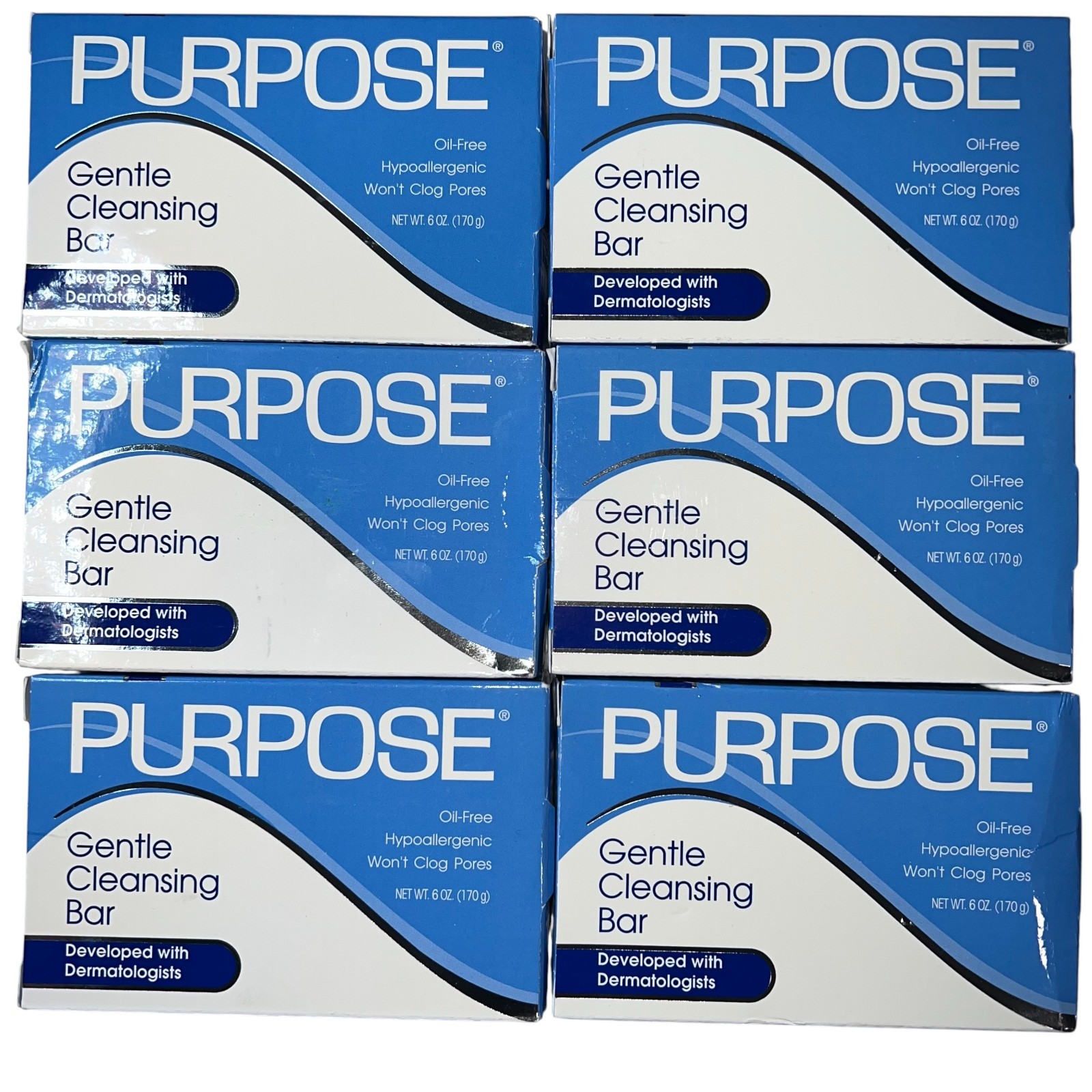 Purpose Gentle Cleansing Face Bar Soap Oil-Free Hypoallergenic 6oz 6Pk NEW