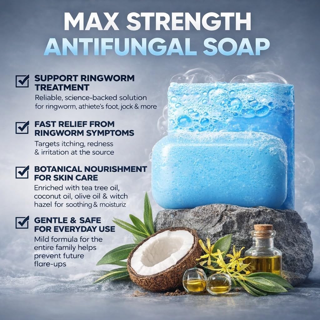 Antifungal Soap Bar for Jock Itch, Ringworm, Athletes Foot, Skin Fungus