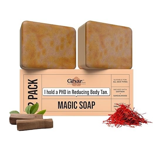 Ghar Soaps Sandalwood&Saffron Magic Soaps For Bath (Chandan&Kesar) – 2Pack 100GM