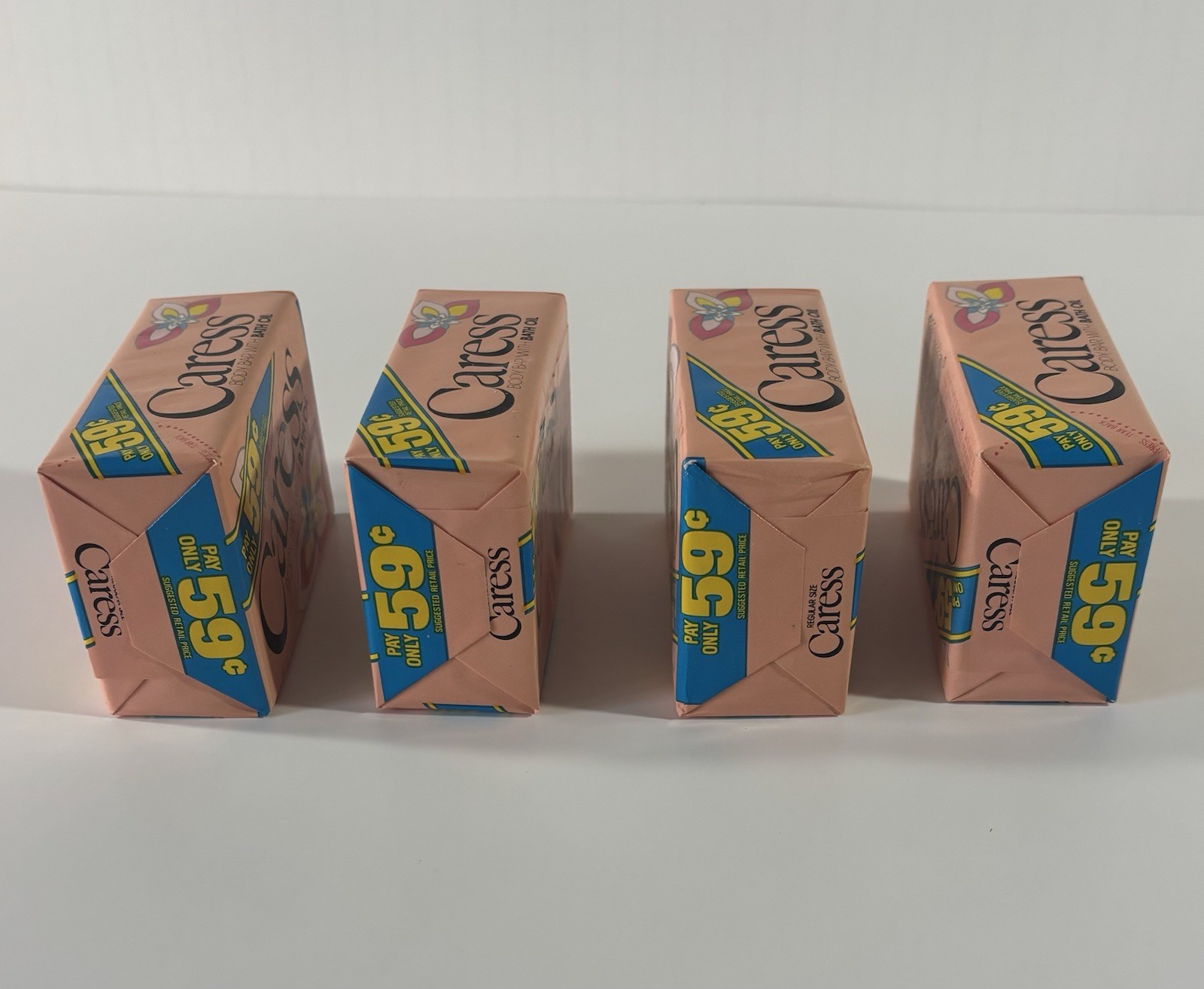 Lot of 4 VTG Sealed Old Stock Peach Caress body bar With bath oil 3.5oz Bar Soap
