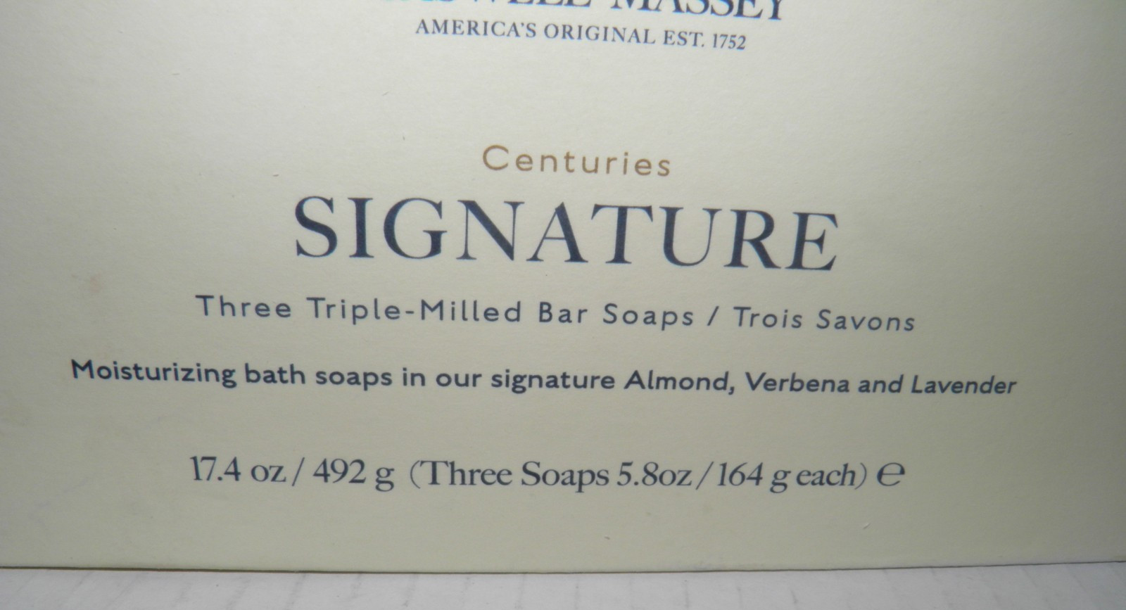 Caswell-Massey Signature Bar Soaps Box of 3 5.8oz Each Almond Verbena Lavender