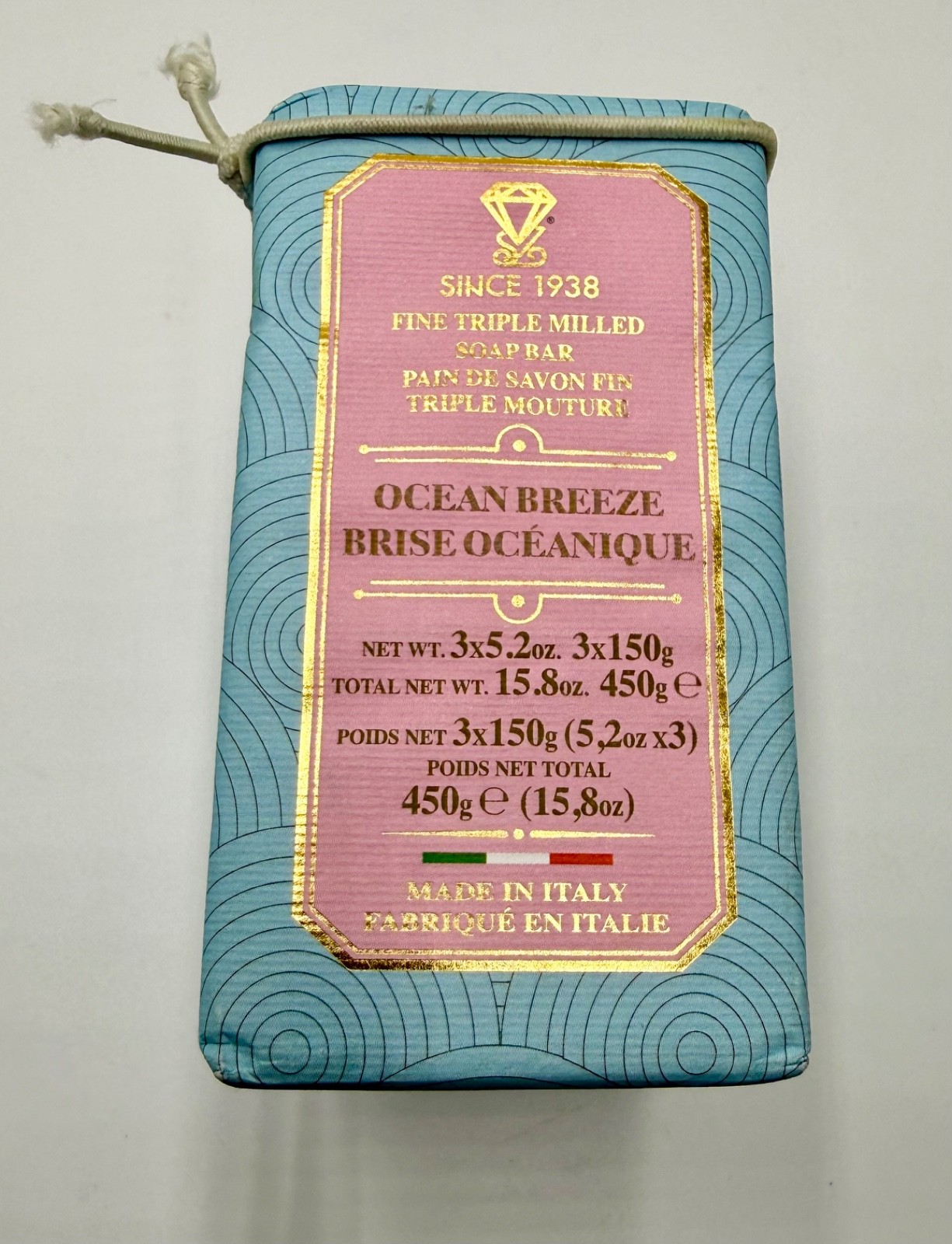 Zeni Ocean Breeze Triple Milled Soap Bars 3x 5.2oz Italy Total 15.8oz + 1 Bag
