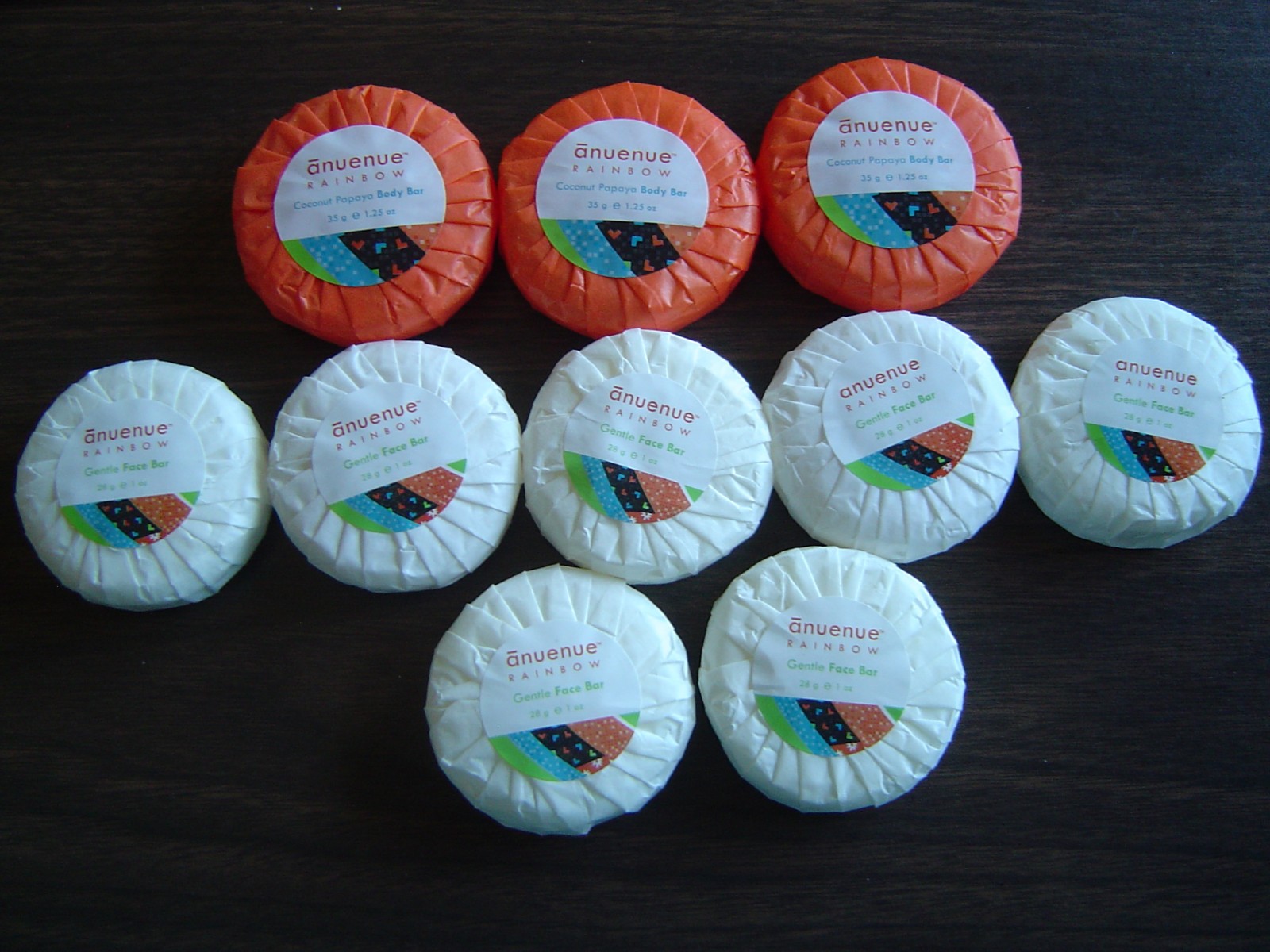 3 Anuenue Rainbow Coconut Papaya Body Bars (1.25oz) & 7 Face Bars (1oz) =10total