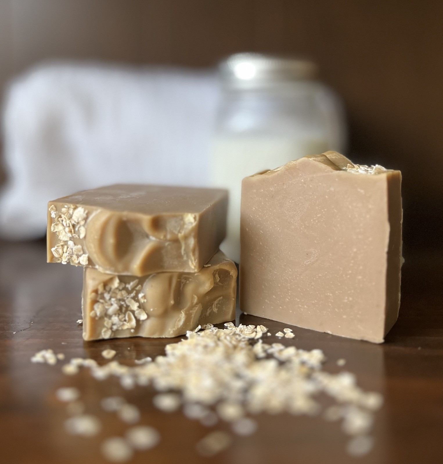 Handmade Goat’s Milk Honey Oatmeal Soap Bar, Vanilla Sweet Orange Scented