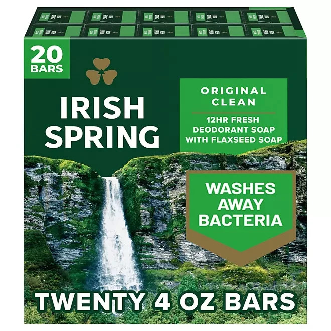 Irish Spring Bar Soap, Original Clean -4oz., 20ct. Free Shipping