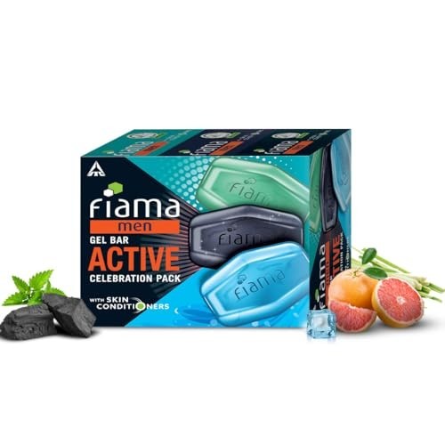 Fiama Men Gel Bar Active Pack 3x125g Charcoal Grapefruit Soap All Skin Types