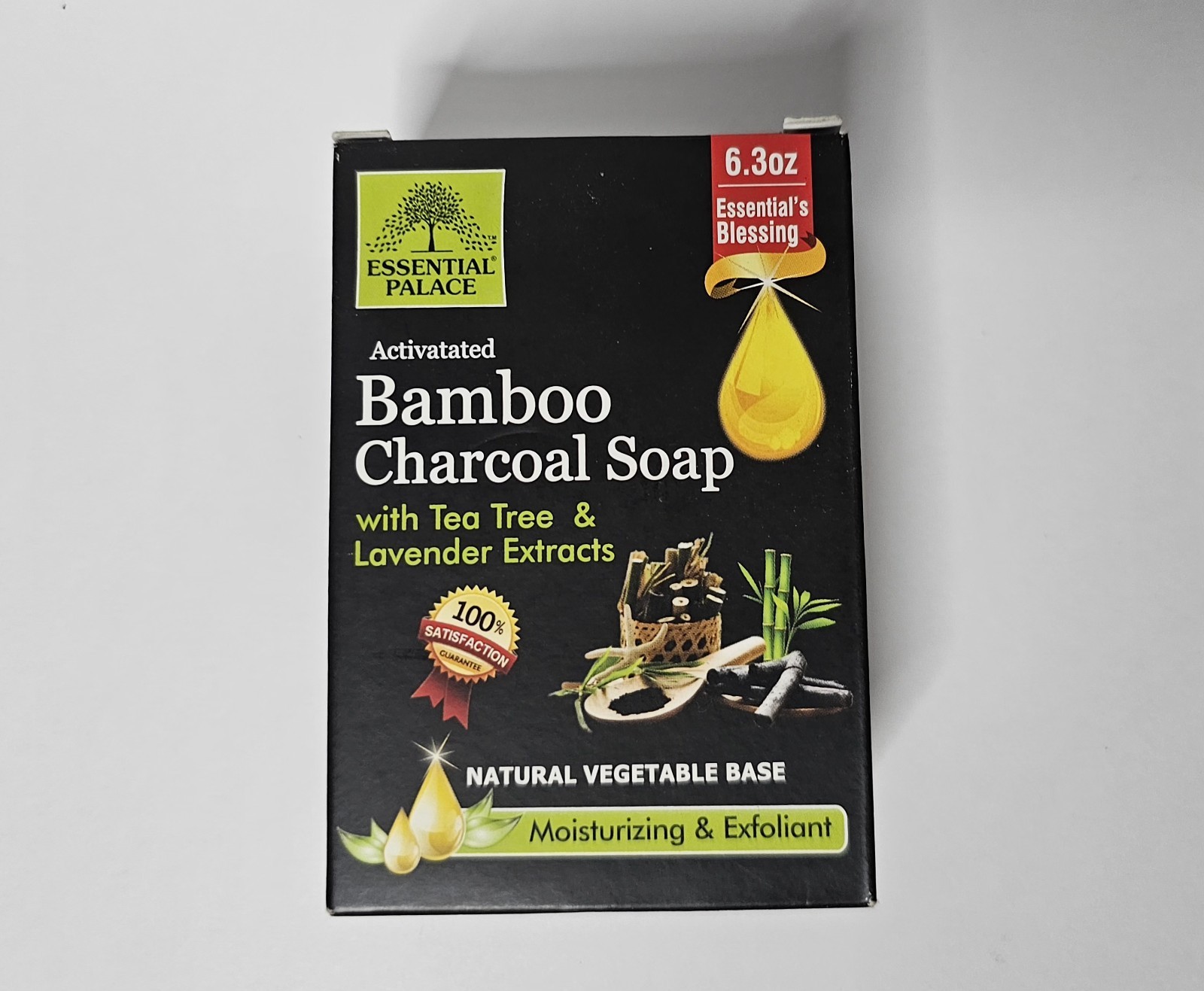 Activated Bamboo Charcoal Soap With Tea Tree And Lavender Extracts