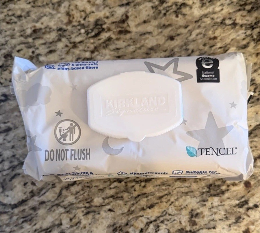 Kirkland 100 Baby Wipes Re-sealable Non-flushable Dated: 07/2026 Hypoallergenic