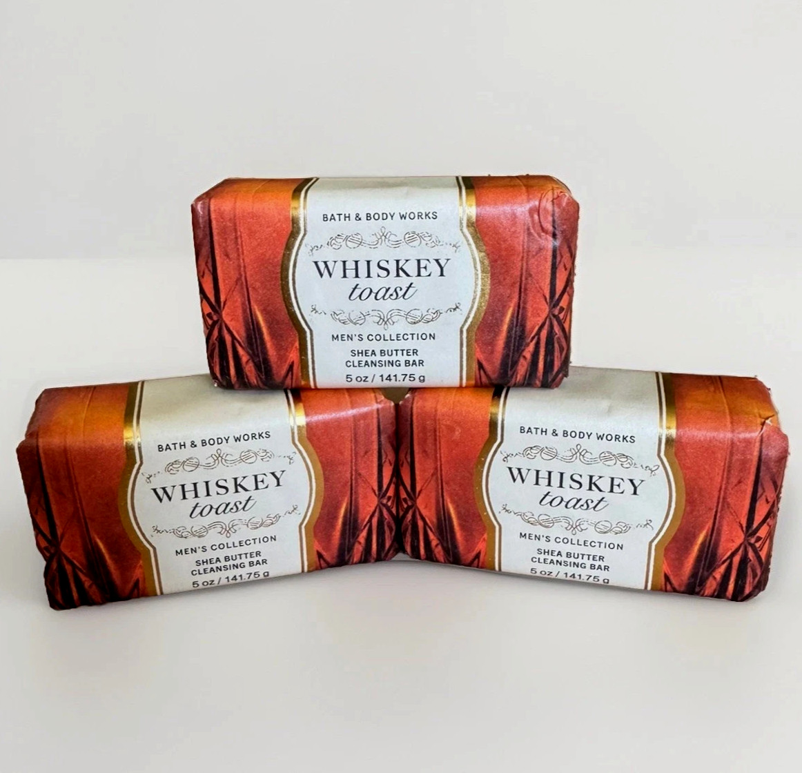Bath & Body Works Whiskey Toast Men’s Collection Shea Butter Soap Bar S/3 #A2136