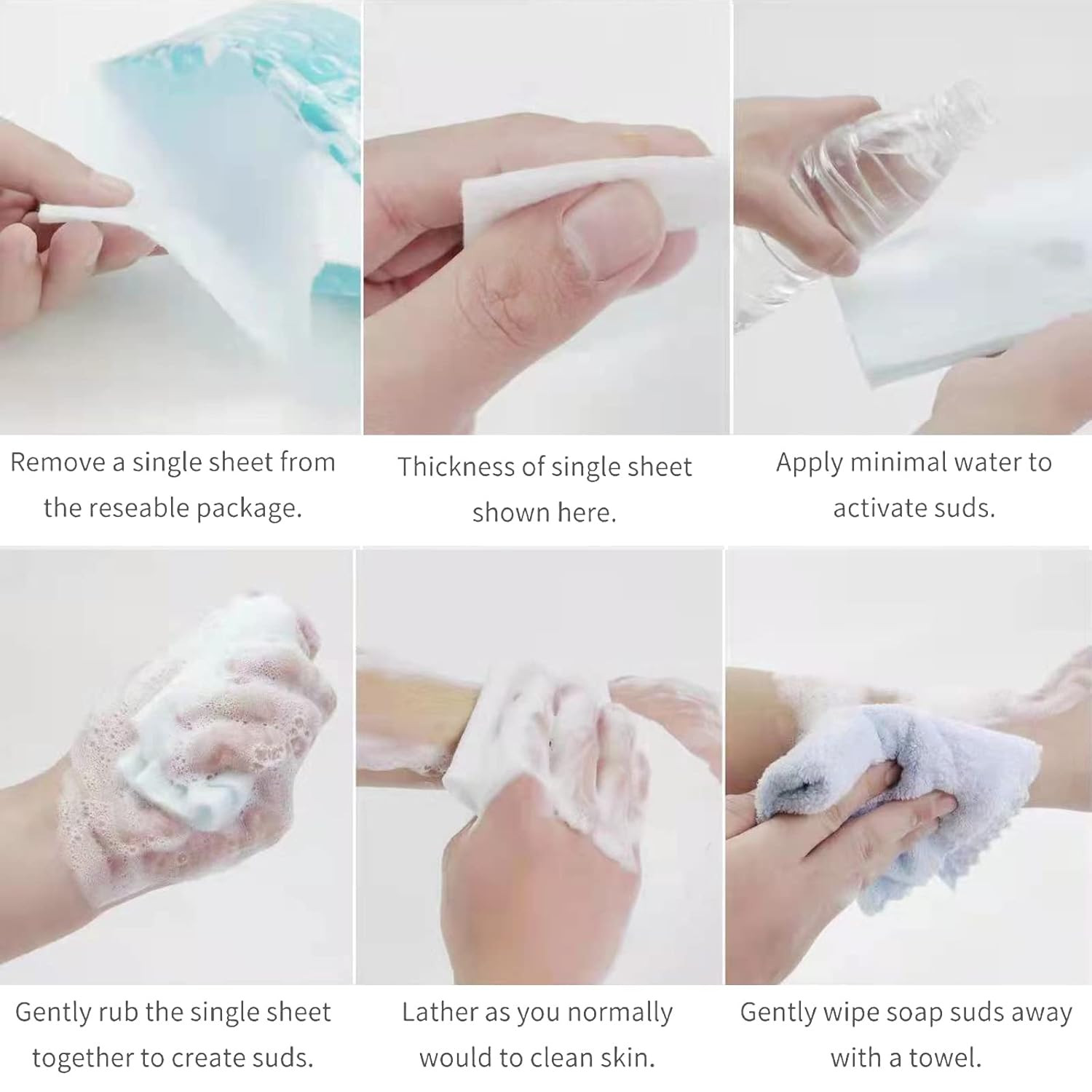 -Rinse Free Bath Sponges No Rinse Bathing Wipes(25 Counts)-No Residue Shower Wip