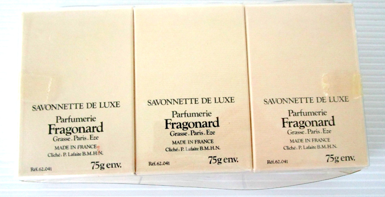 Fragonard Savonnette de Luxe Set of 3-75g env. French Soaps Lilas Jasmin Mimosa